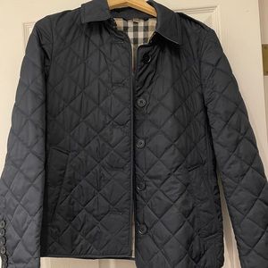 Navy Burberry Quilted Women’s Jacket Medium Excellent Condition